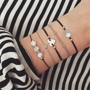 Necklace Stackable Bracelets Multilayer Boho Bracelet Sets Beads Metal Chain Rope Adjustabl Bracelets for Women Elastic Rope Charm Bangle Bracelet Best Women Teen Girls Jewelry